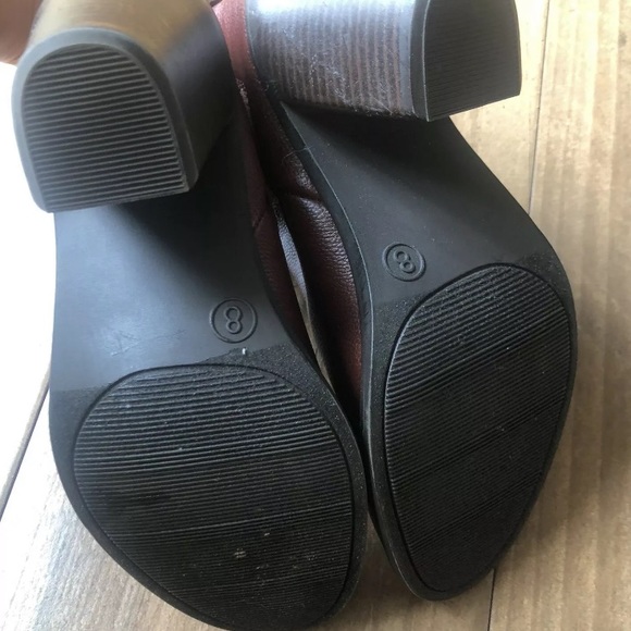 Merona Maroon Black High Booties Block Heel 8 - Picture 8 of 9
